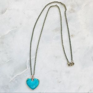 Urban Outfitters Silver and Turquoise Heart Charm Necklace
